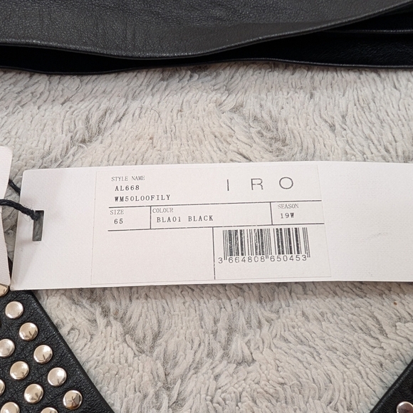 IRO Belt Womens 65 Black Leather Wrap Studded Moto Embellished NEW main image 6
